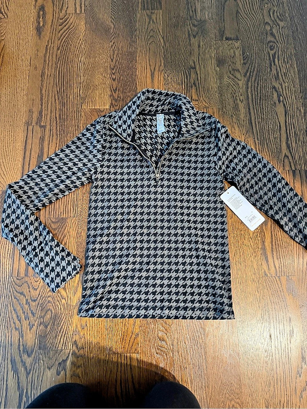 Rhone Houndstooth Seamless Base 1/4 Zip Houndstooth Quarter Zip Black & White
